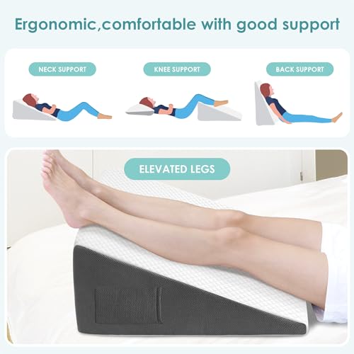 12" Cooling Memory Foam Triangle Incline Wedge Pillow D336
