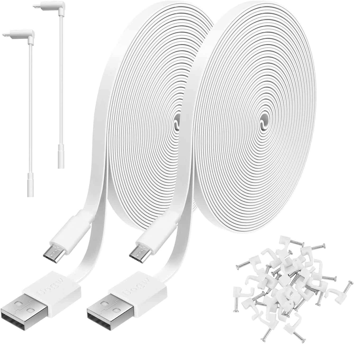 2 Pack 10FT White USB to Micro USB Power Extension Cable R3705