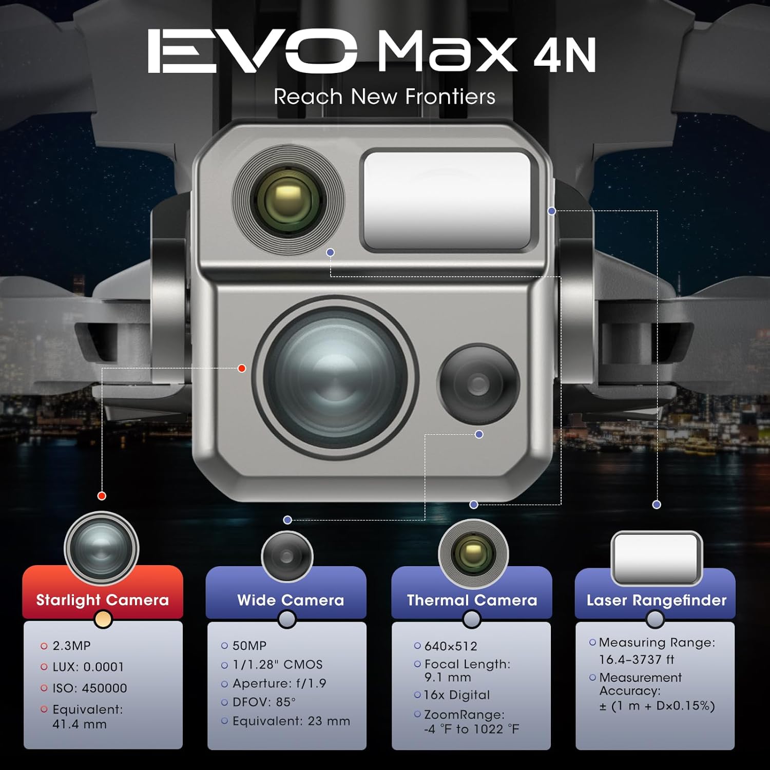 Starlight Night-Vision Thermal Laser 4 Camera Drone F709380