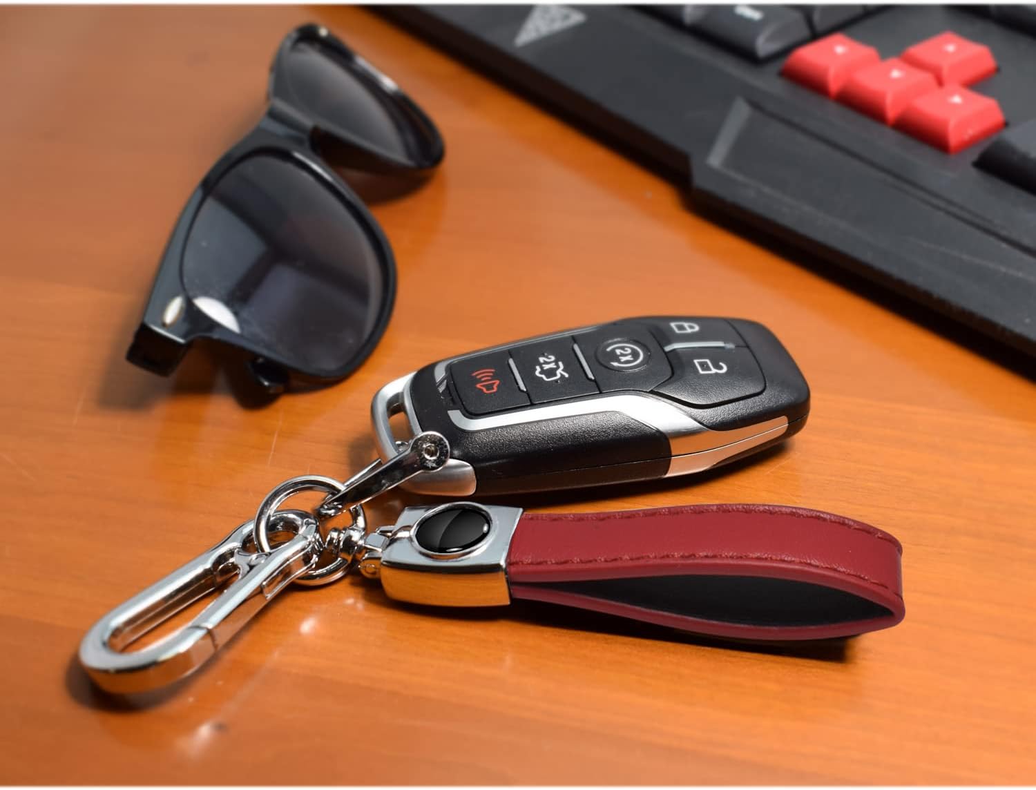 Genuine Red Leather Key Chain F2354