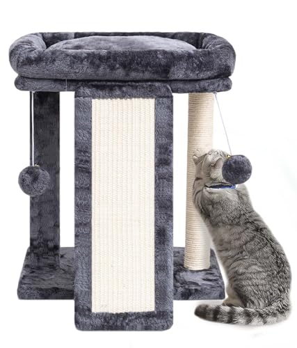 Small Cat Tree with Scratching Post, Light Grey A1890