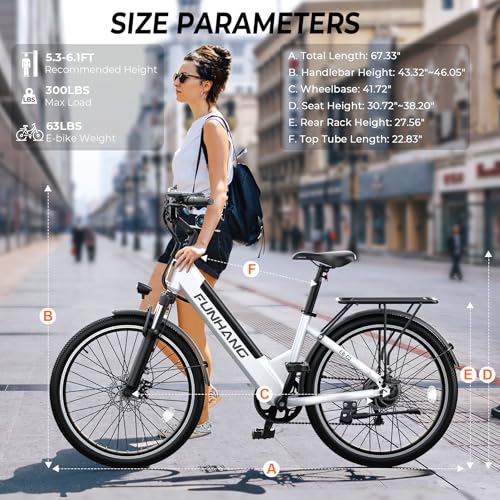 26" Step-Thru Electric Bike with 48V Removable Battery J85595