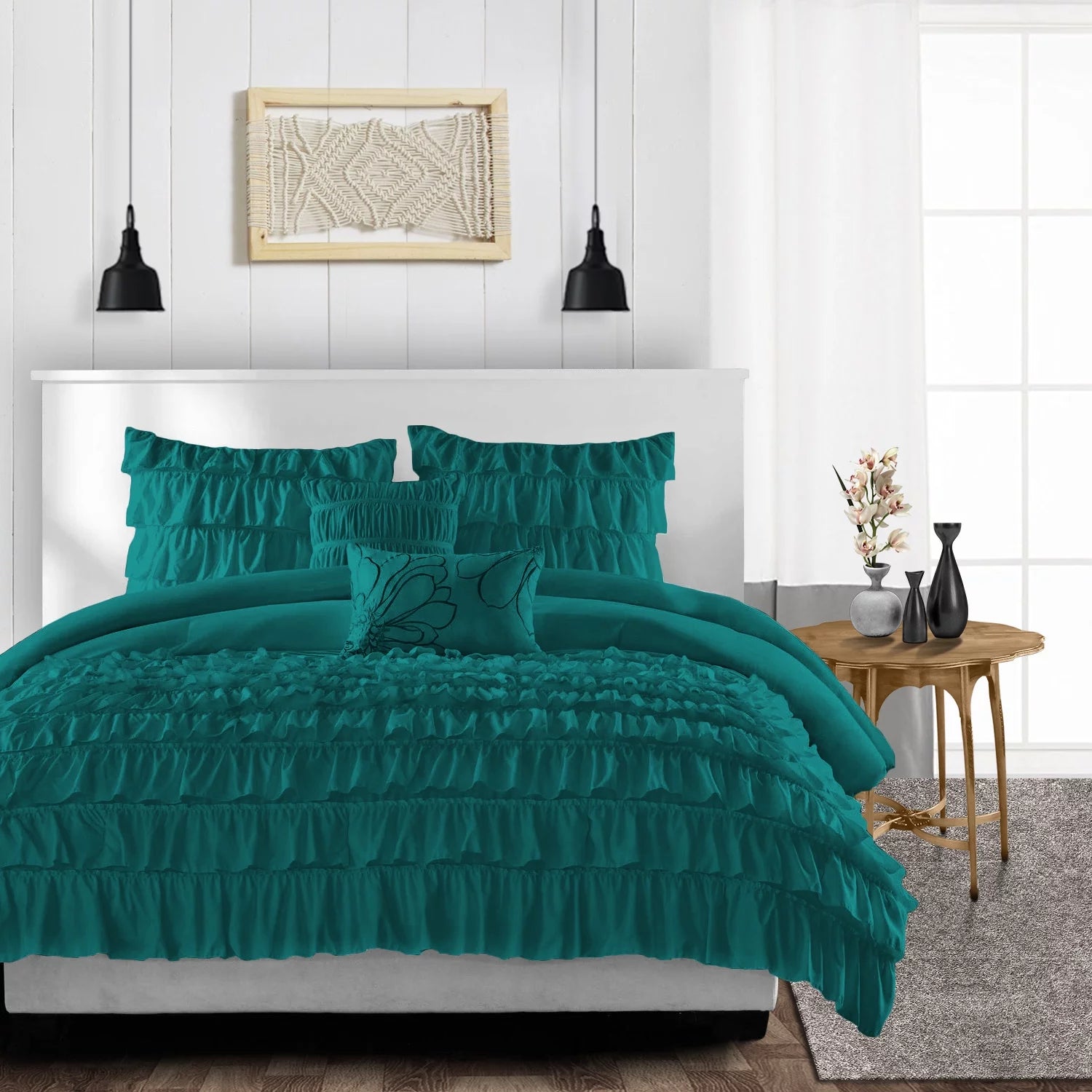 Teal Microfiber Fill Comforter with Pillowcases P194