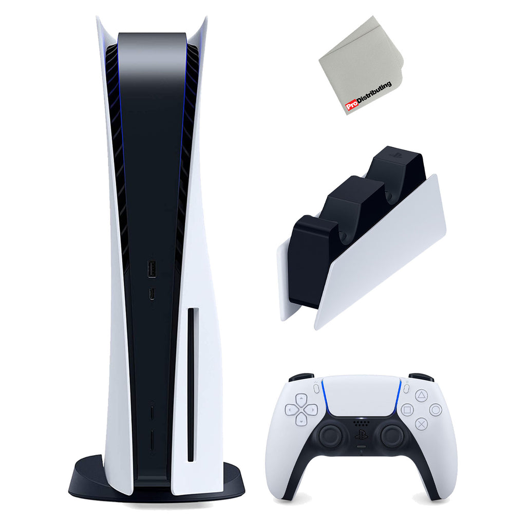 Playstation 5 Disc Version Console with DualSense Charging Station and Microfiber Cloth A663338