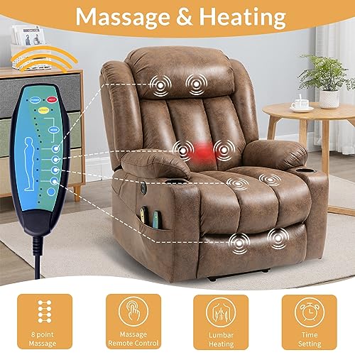 Large Electric Power Lift Recliner Chair with Extended Footrest Brown I377