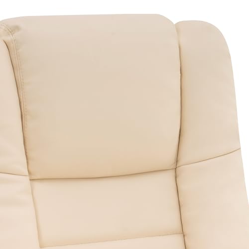 Cream White Faux Leather Recliner Chair with Ottoman W816036