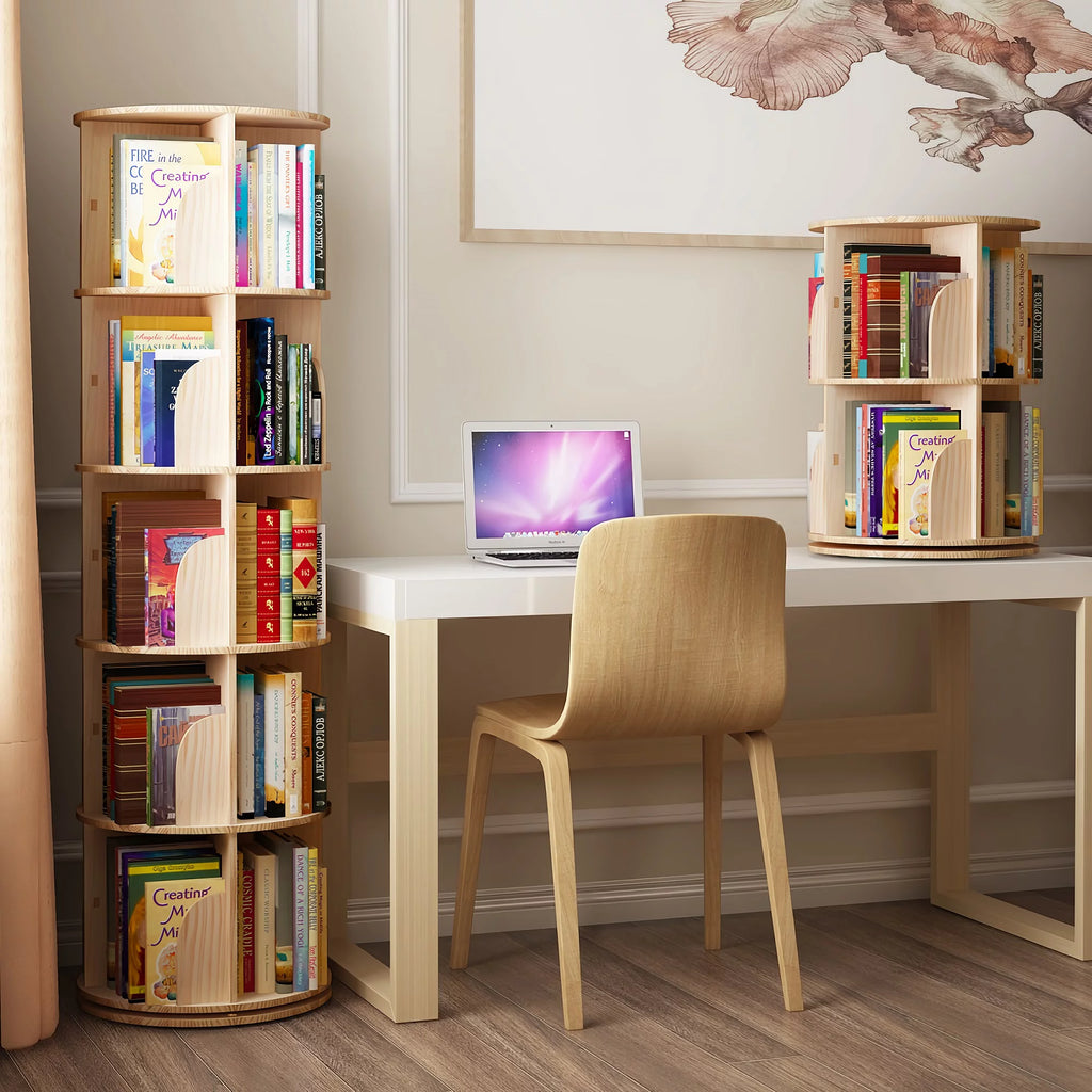2 Tier Rotating Solid Wood Bookshelf X916