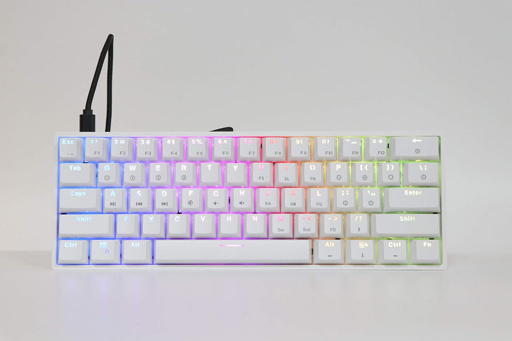 White 61 Keys Hot Swappable 60% Mechanical Keyboard with RGB Backlit Doubleshot ABS Keycaps Z384
