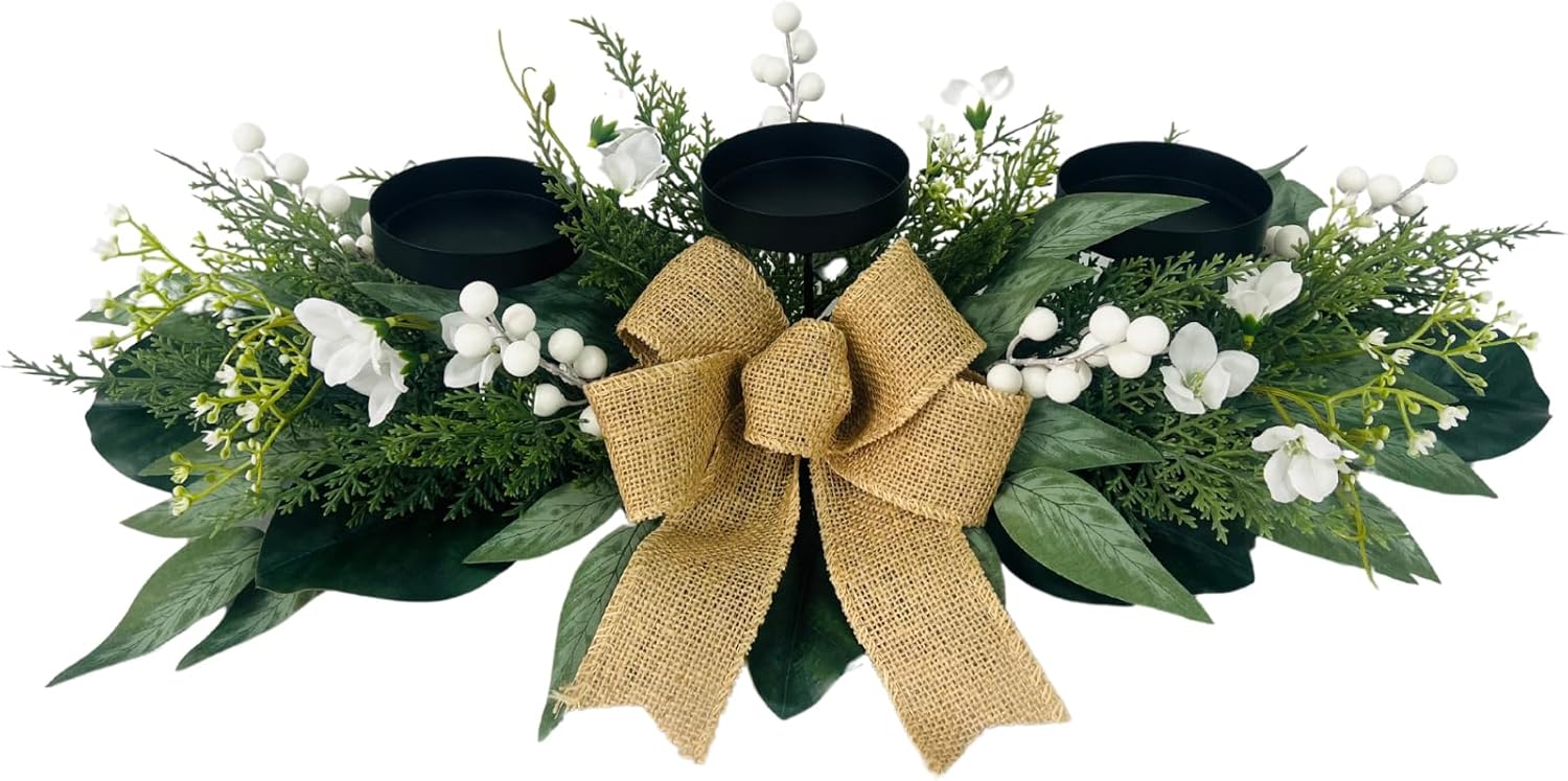 3 Wick Candle Holder with Artificial Flower C735922