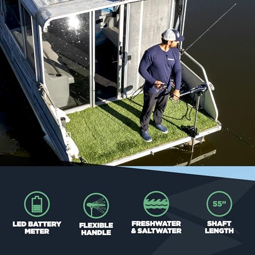 55lb Thrust Saltwater Electric Pontoon Trolling Motor with Deck Mount Bracket & 55" Shaft R446