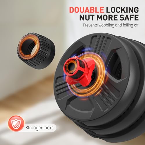 Adjustable Dumbbells, 20/30/40/55/60/70/80/90lbs Free Weights Convertible 2 in 1 Set R747