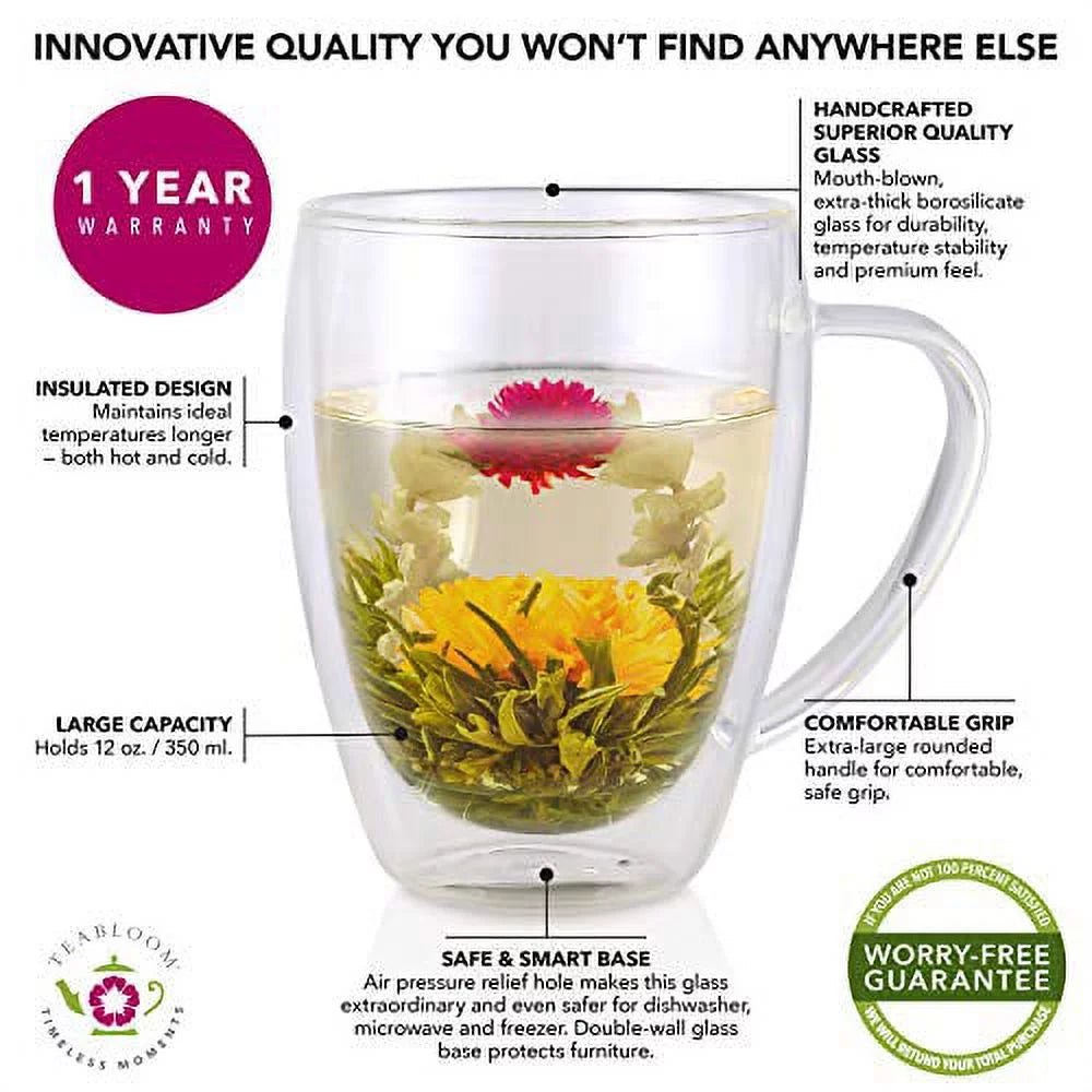 Set of 4 Double Wall Glass Tea Cups M616
