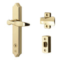 Lever Set for Storm and Screen Doors with Keyed Deadbolt, 2-Posts, Bright Brass Q58130