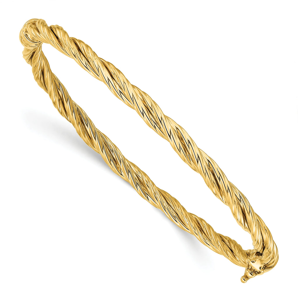 14K Polished Twisted Hinged Bangle U976