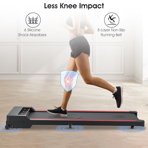 Portable 2-in-1 Under Desk Treadmill with Foldable Wheels and Remote Control Q75829