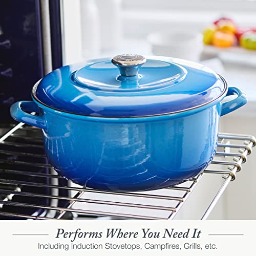 Round 5.3QT Enameled Iron Dutch Oven Pot with Lid E475