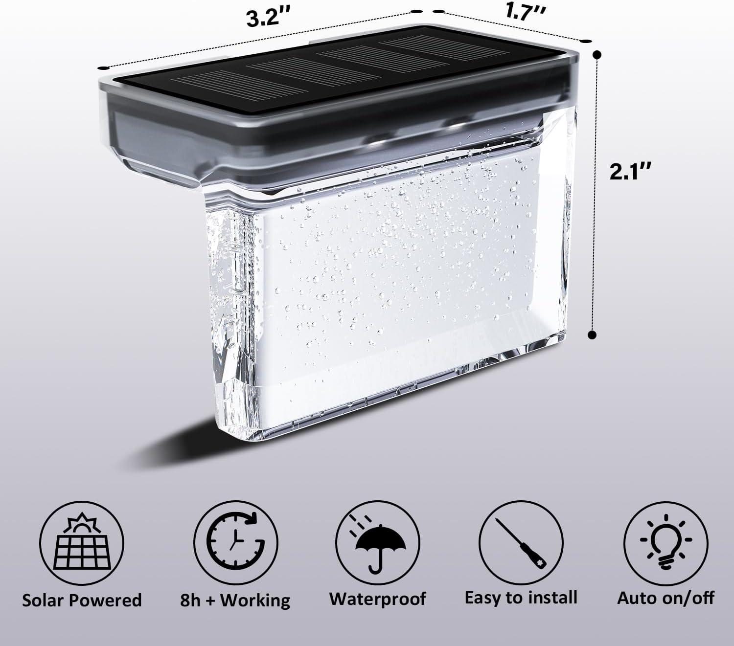 8 Pack Solar Deck Lights, 10 lumens, Warm White X592