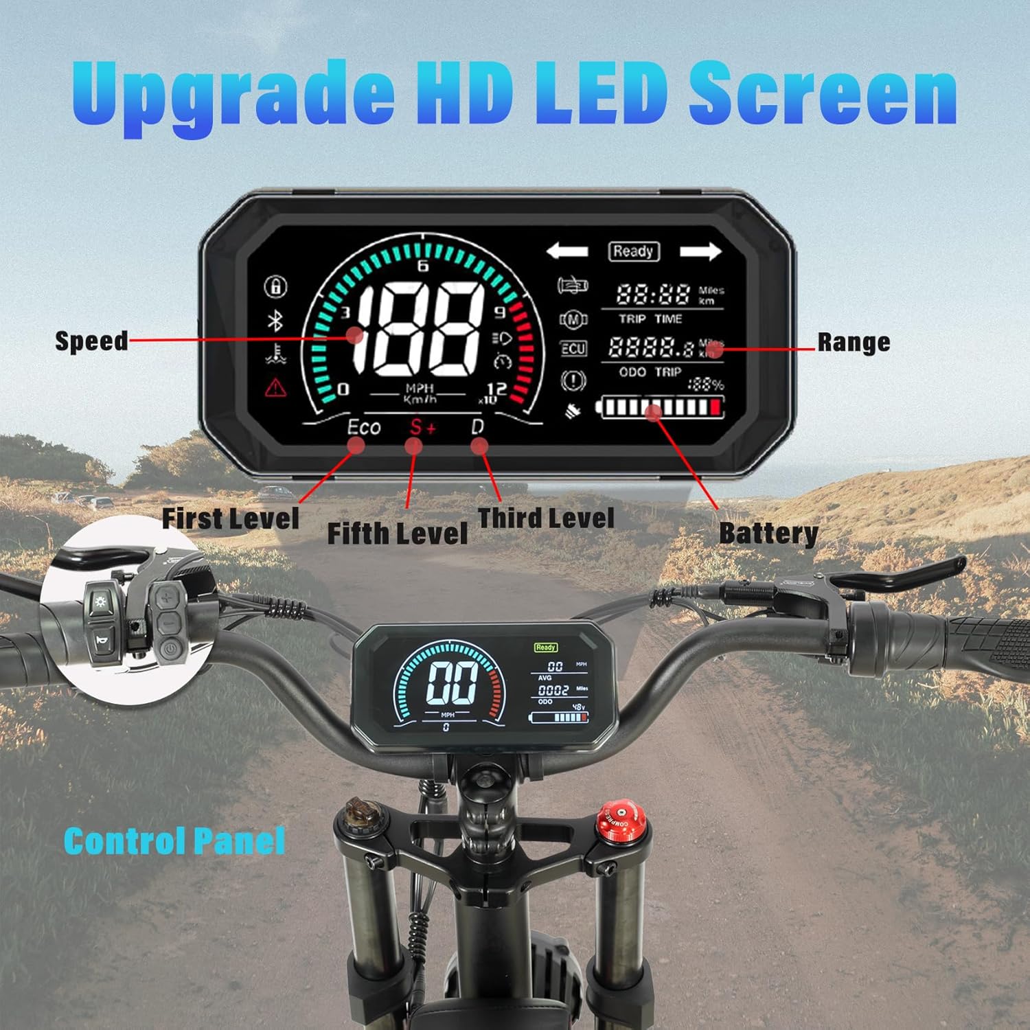 Fat Tire Electric Bike 2000W Dual Motor 20inch 48v 22.4ah F9767