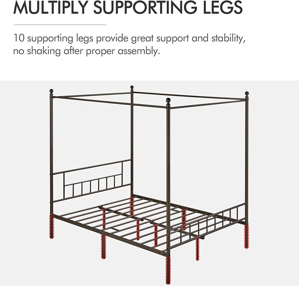 Queen Bronze Metal Canopy Bed Frame N6367