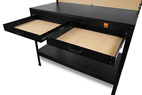 48-Inch Black Workbench with Power Outlets and Light P3498