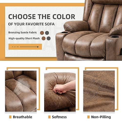 Large Electric Power Lift Recliner Chair with Extended Footrest Brown I377