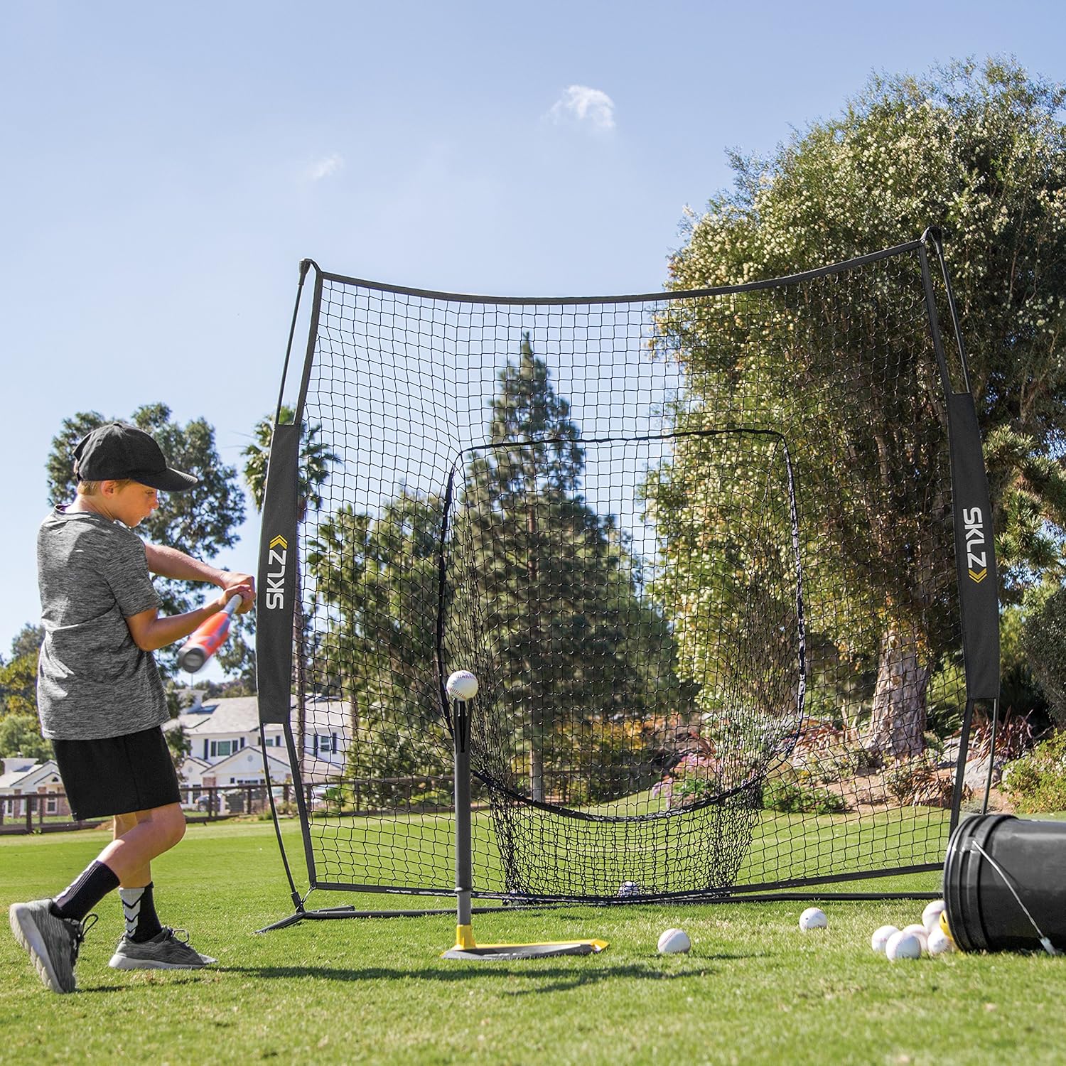Portable Baseball and Softball Hitting Net, Black, 7 x 7 feet X308