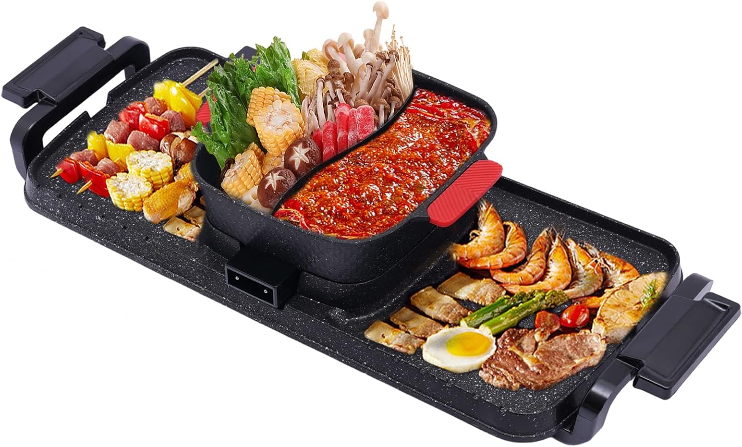 2 in 1 Smokeless Indoor Non-Stick Electric Grill Hot Pot Y945