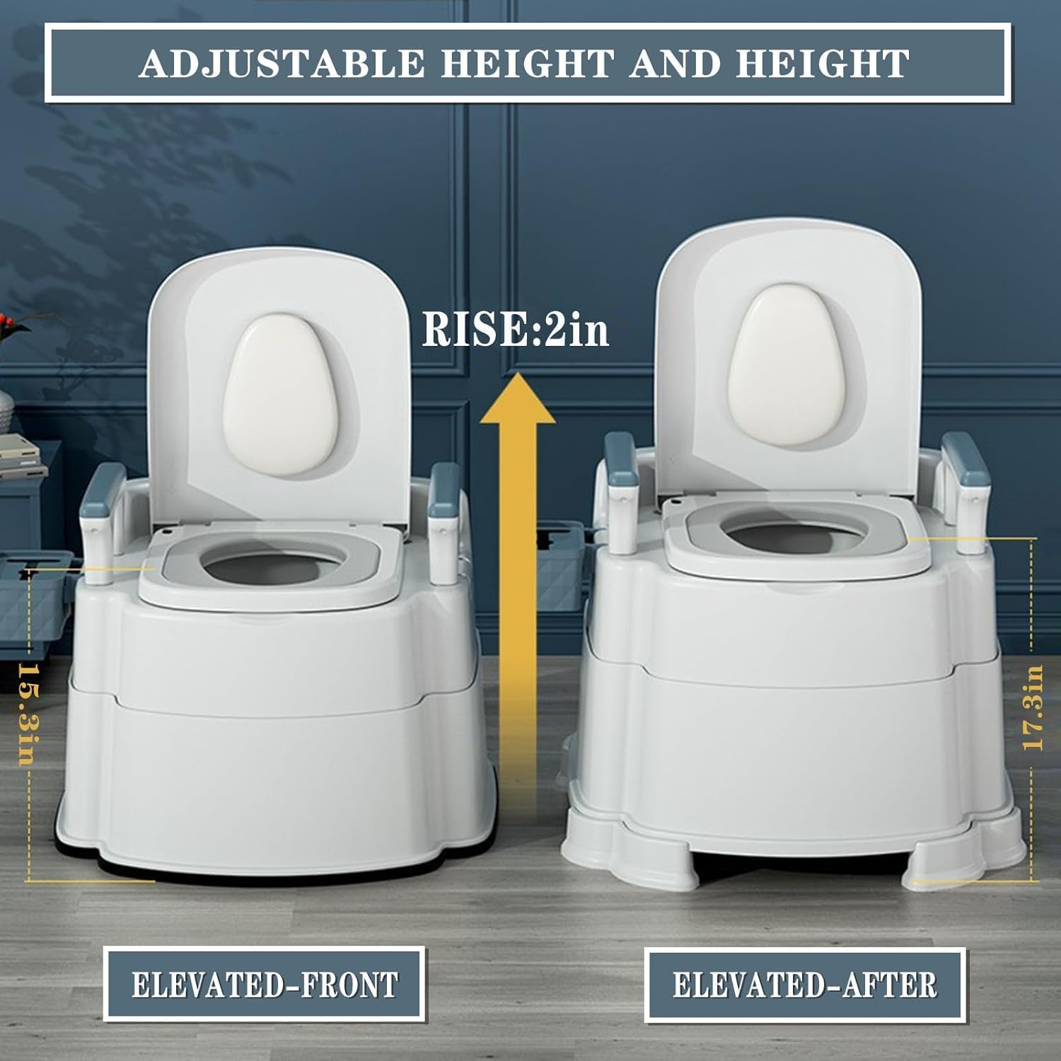 Detachable Armrests Height Adjustable Heavy Duty Commode O881094