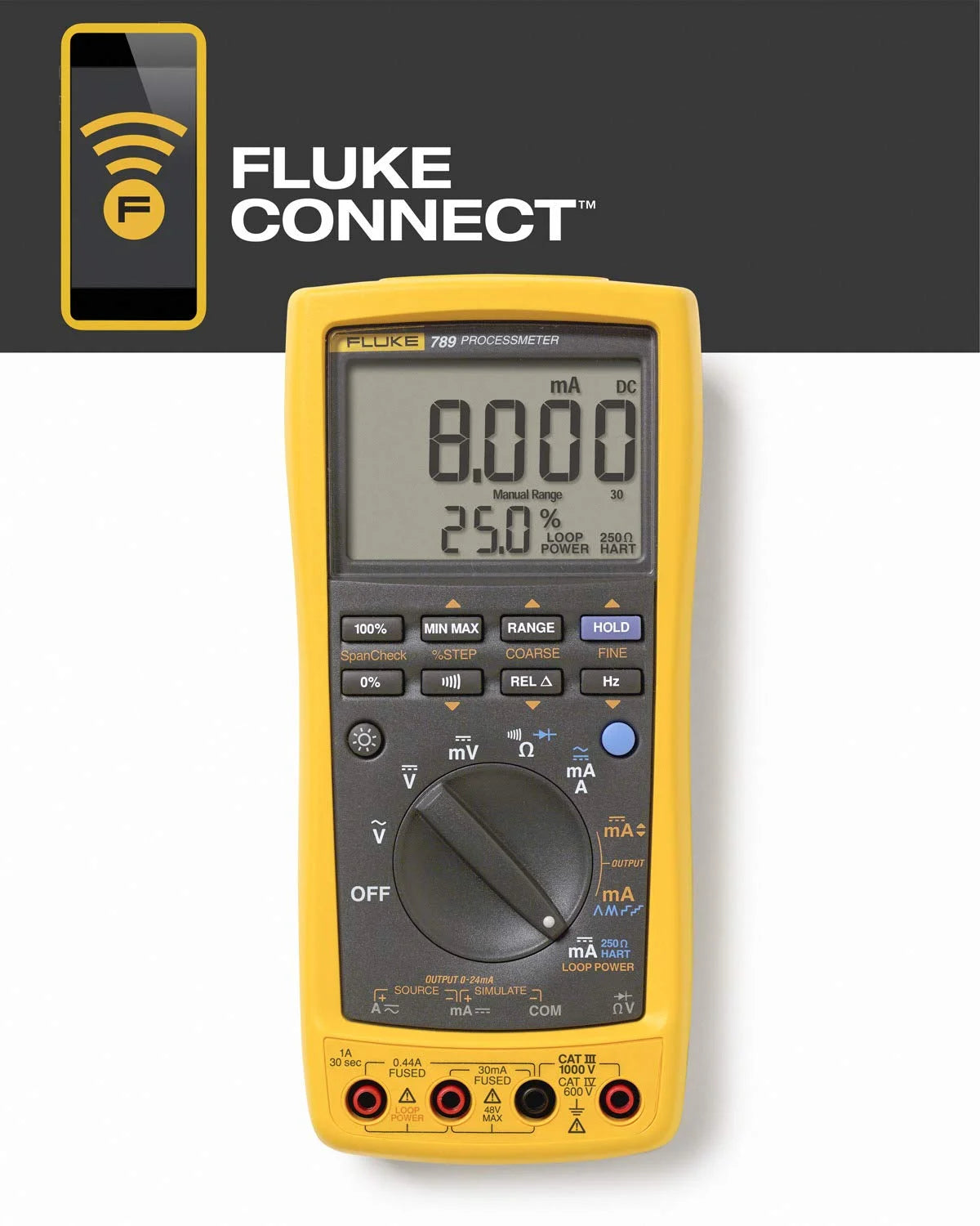 ProcessMeter with DMM Capabilities and Built-In 24 V Loop Supply K299544