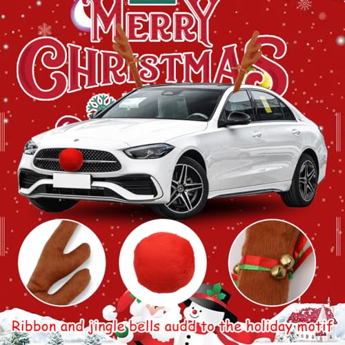 Reindeer Antlers & Nose Christmas Car Decorations A6852