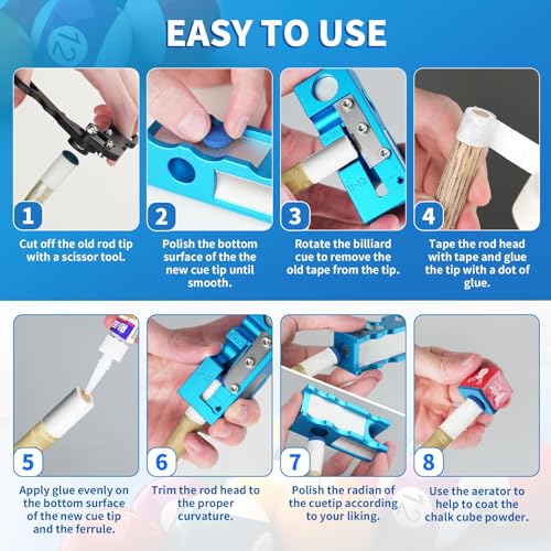 11-in-1 Aluminum Alloy Pool Cue Tip Shaper J35708