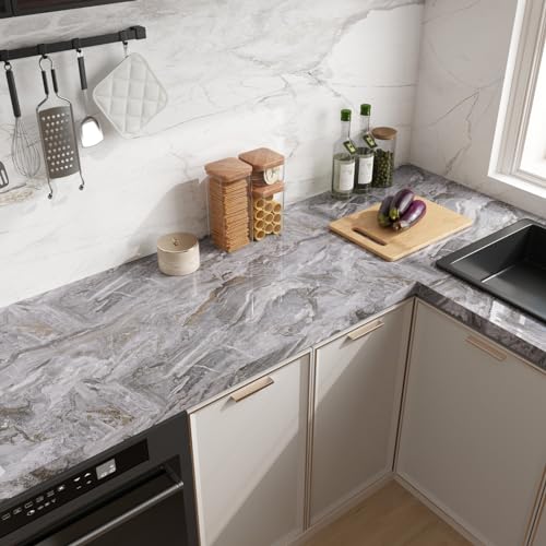 Glossy Beige Silver Marble Self Adhesive Vinyl Roll Wallpaper Q507997