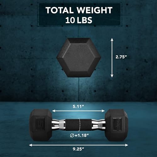Chrome Rubber Grip Encased Hex Dumbbells 10-30 LBS Pair J766