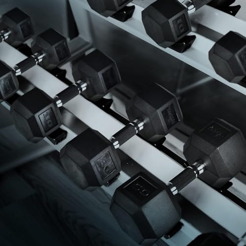 Chrome Rubber Grip Encased Hex Dumbbells 10-30 LBS Pair J766