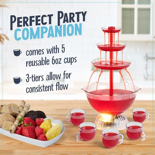 3-Tier Lighted Party Fountain, 1.5 Gallons, 8 Reusable Cups A189543