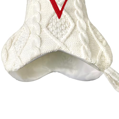 White Large Knit Dog Christmas Stocking with Initials K539146