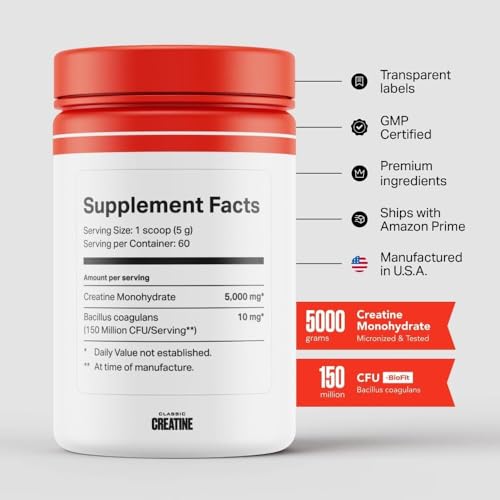 5000mg Micronized Creatine Monohydrate Powder 60 Servings O99509