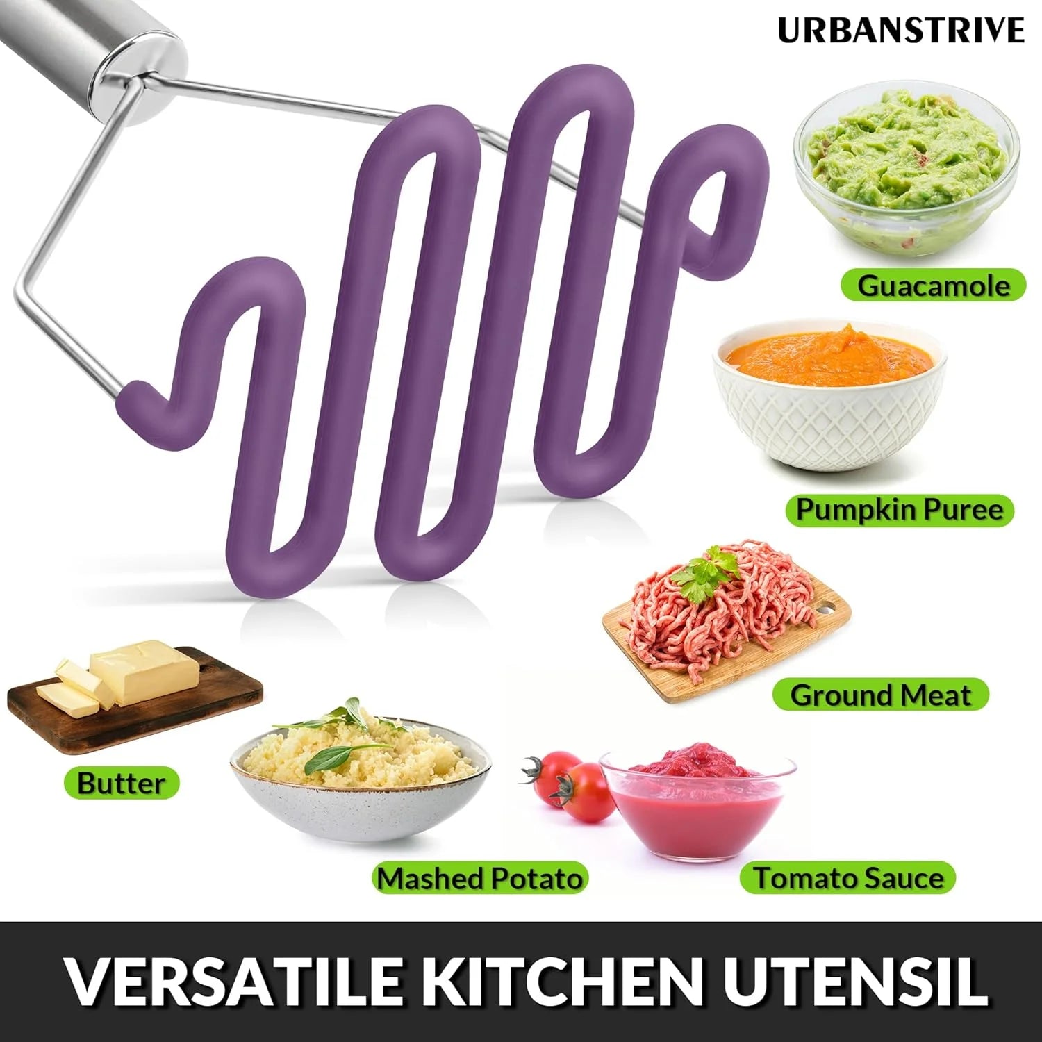 Stainless steel silicone potato mash maker O62646