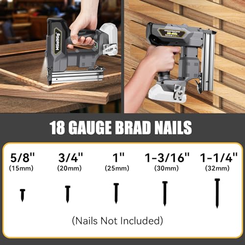 Cordless 18GA Brad Nailer, 18 Gauge Nail Gun, Brushless, 2 Mode, 5/8 to 1-1/4 Inch, Tool Only D90964
