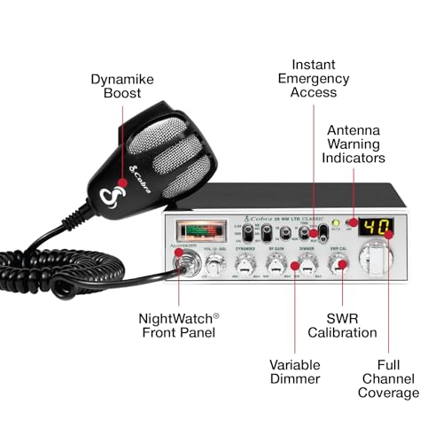 Black CB Radio with NOAA Weather Channels and 4-Color LCD D824