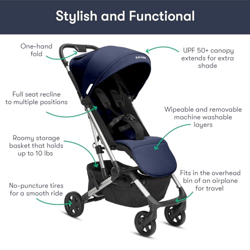 Compact Lightweight Foldable Stroller with Rain Cover and Cup Holder (Black) L5650