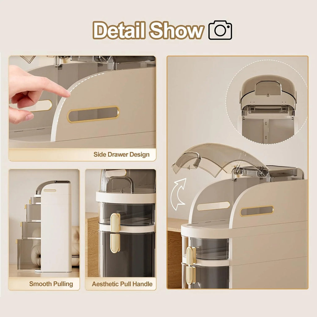 4-Tiers Narrow Bathroom Floor Cabinet with Clear Drawers W78179