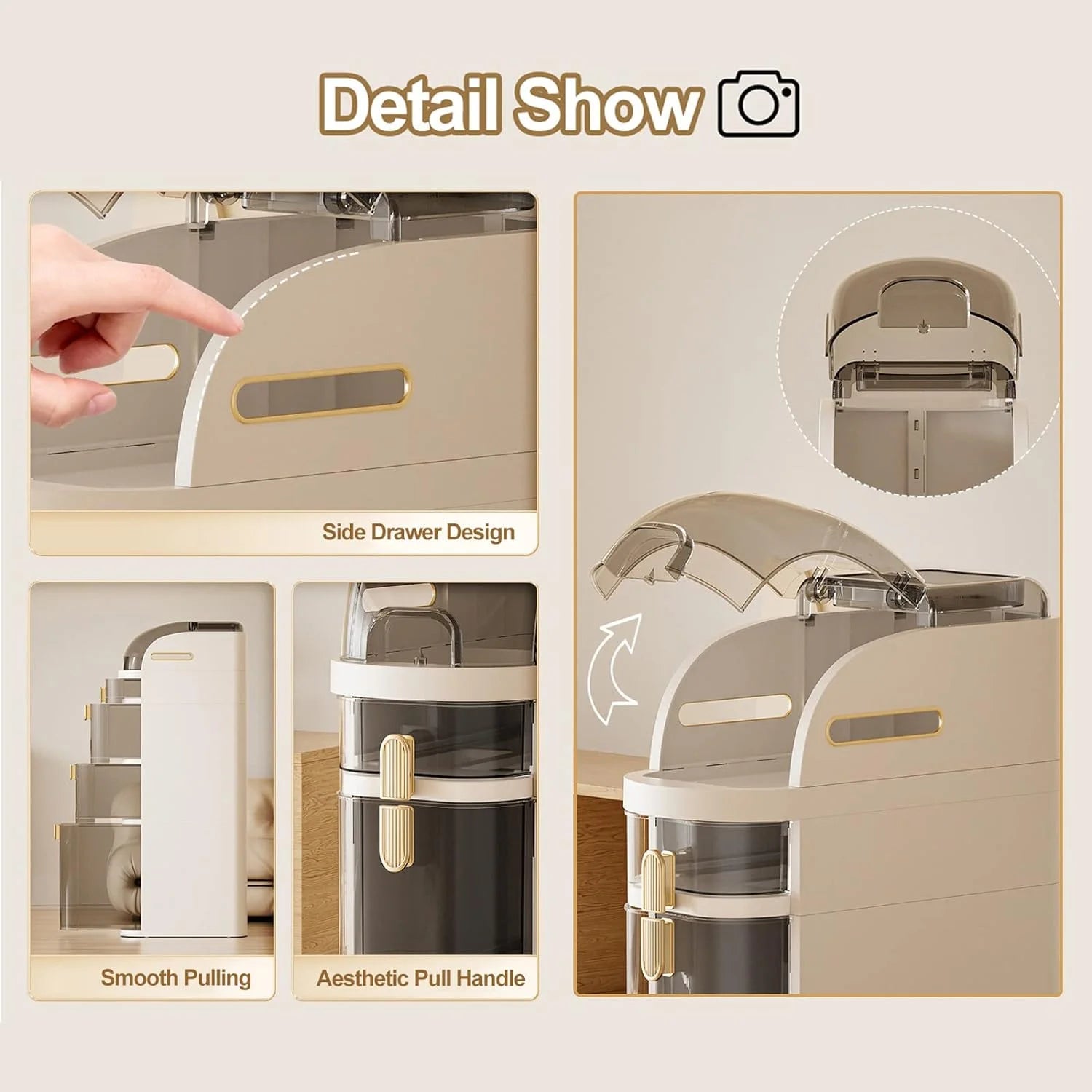 4-Tiers Narrow Bathroom Floor Cabinet with Clear Drawers W78179