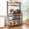 Brown Black Counter-Height Baker's Rack with Locking Wheels R31618