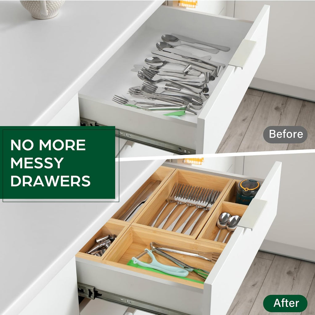 5 Pcs Bamboo Drawer Organizer Set D54402