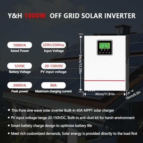 2200W Solar Hybrid Inverter Pure Sine Wave with 80A MPPT Solar Charger O1235