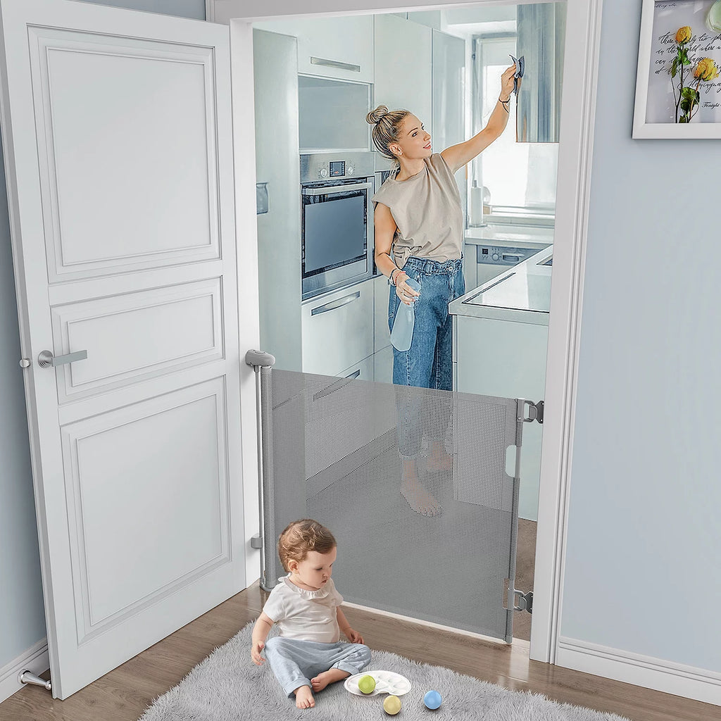 Gray Retractable Baby Gate 33" x 71" G214822
