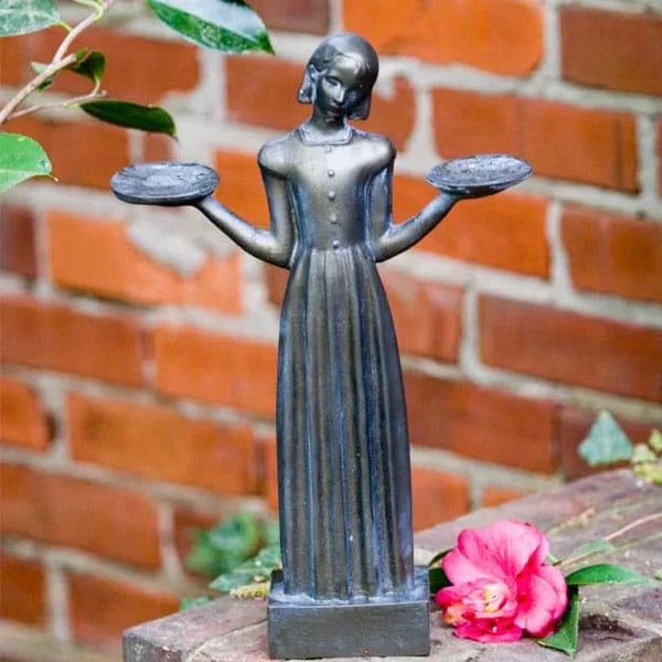Small Outdoor Garden Bird Girl Statue 15" N61233