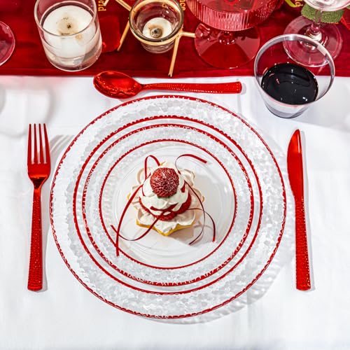 350PCS Clear Plastic Plates with Gold Trim Disposable Dinnerware Set S927728