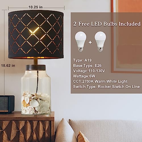 Fillable Table Lamp with Clear Glass and White Lampshade T6364